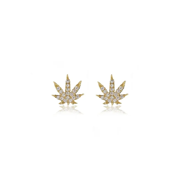 Cannabis Motif Studs