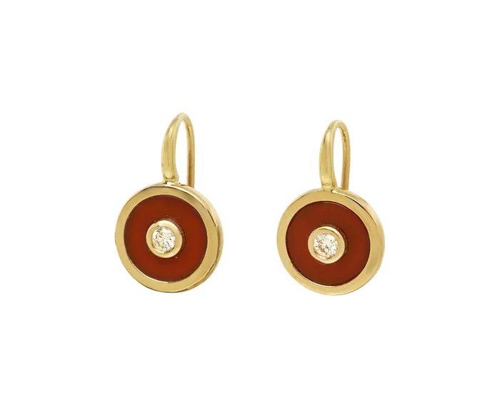 Carnelian Midi Compass Hook Earrings