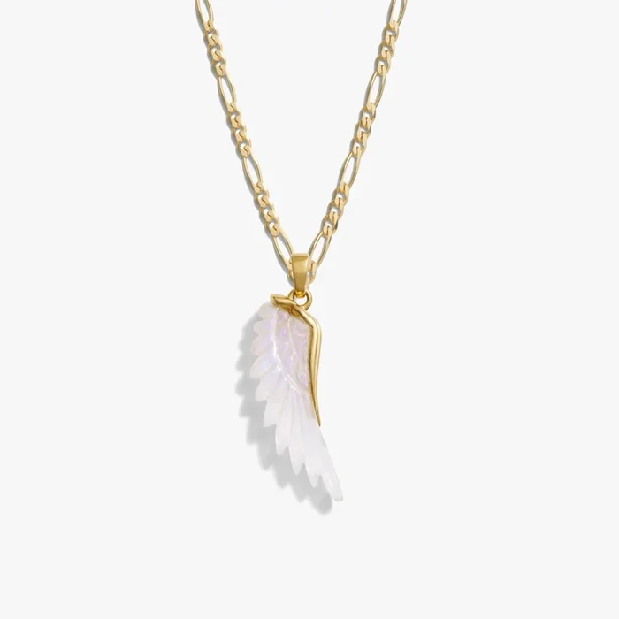 Carved Gemstone Wing Figaro Necklace