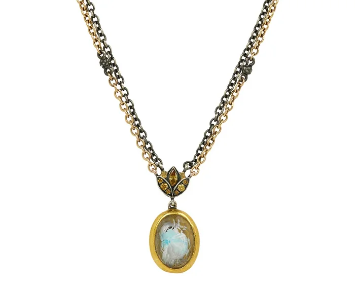 Carved Rock Quartz Bird Pendant Necklace