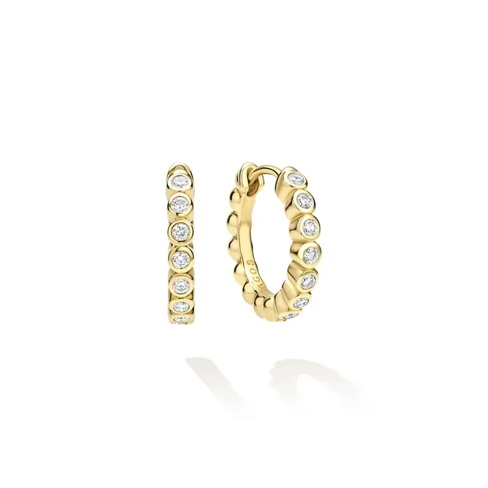 Caviar Gold 18K Gold Hoop Diamond Earrings