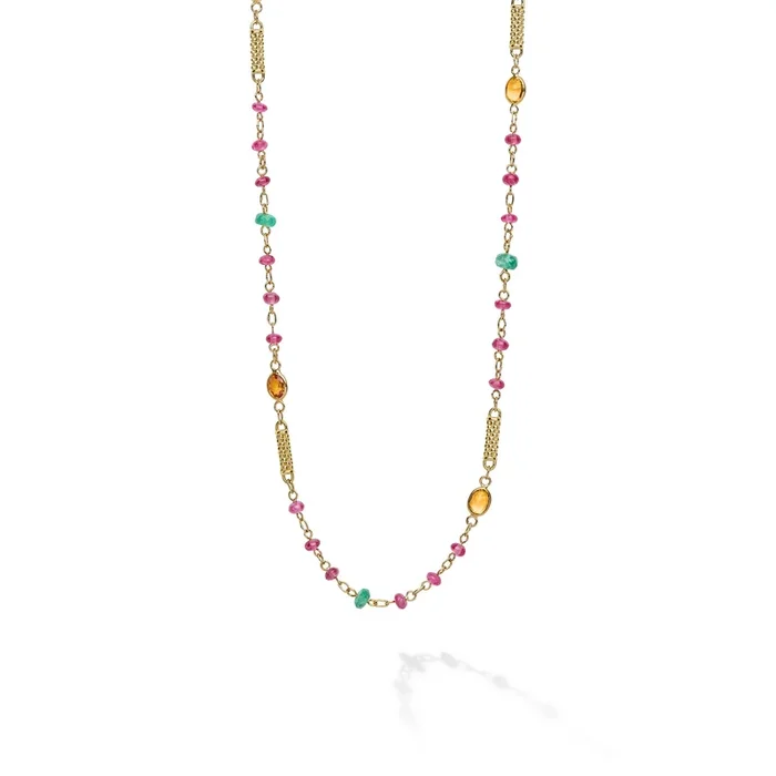 Caviar Gold 18K Gold Orange Sapphire Necklace