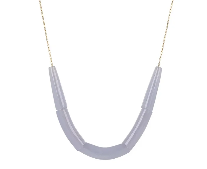 Chalcedony Cut Stone Line Necklace