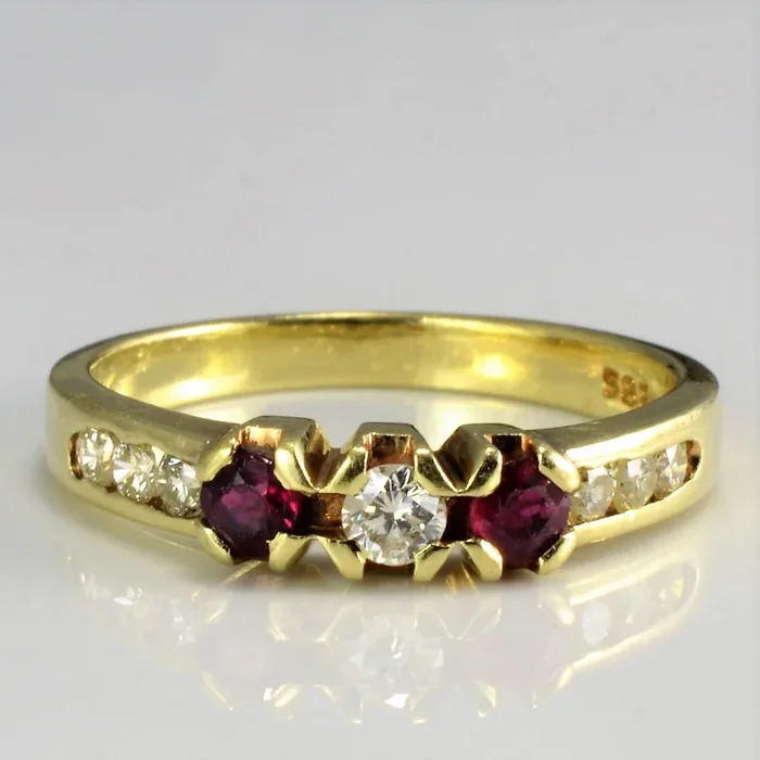 Channel Diamond & Ruby Ring | 0.20 ctw, SZ 5.5 |
