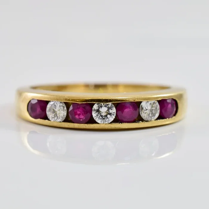 Channel Set Diamond and Ruby Ring | 0.16 ctw SZ 6 |