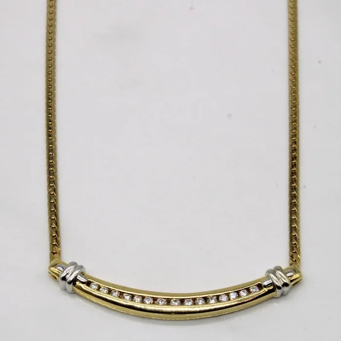 Channel Set Diamond Scoop Necklace | 0.26ctw | 17″ |
