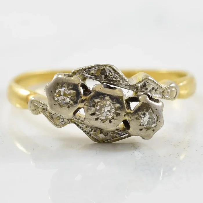 Charles Green & Son’ Diamond Bypass Ring Circa 1920s | 0.04ctw | SZ 5.5 |