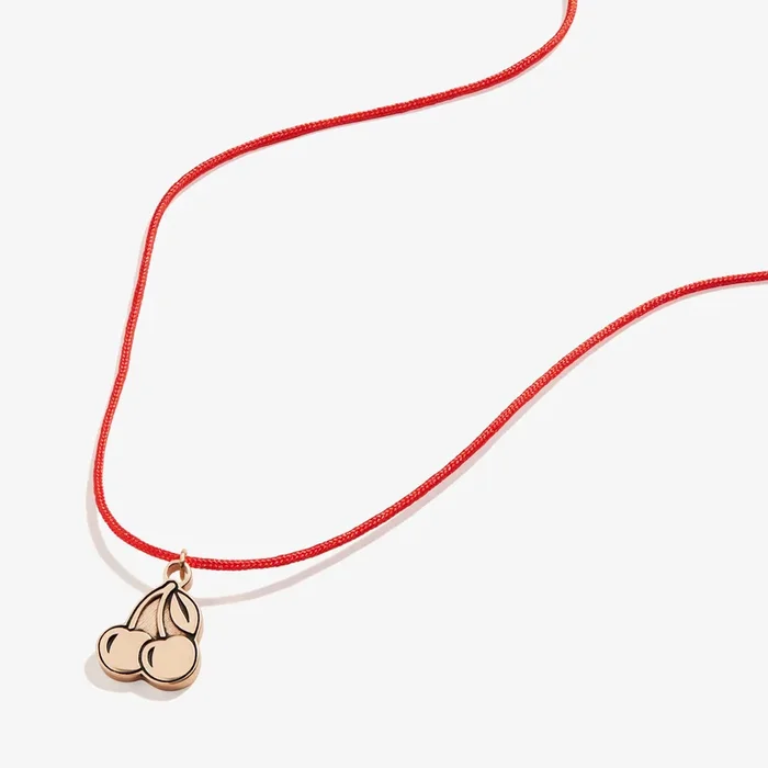 Cherries Cord Necklace, 18″