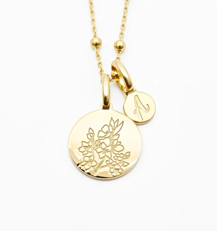 Cherry Blossom Initial Necklace – March Flower
