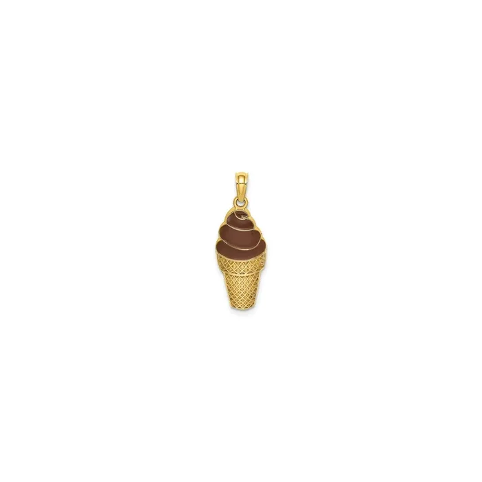 Chocolate Soft-Serve Ice Cream Pendant (14K)
