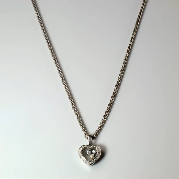 Chopard’ Moving Diamonds Heart Pendant Necklace | 0.35ctw | 16″|