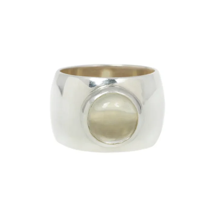 CIGAR BAND BEZEL RING / STERLING SILVER