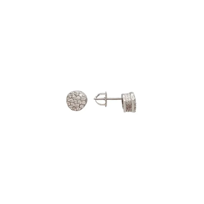 Circular Cluster Zirconia Stud Earrings (Silver)