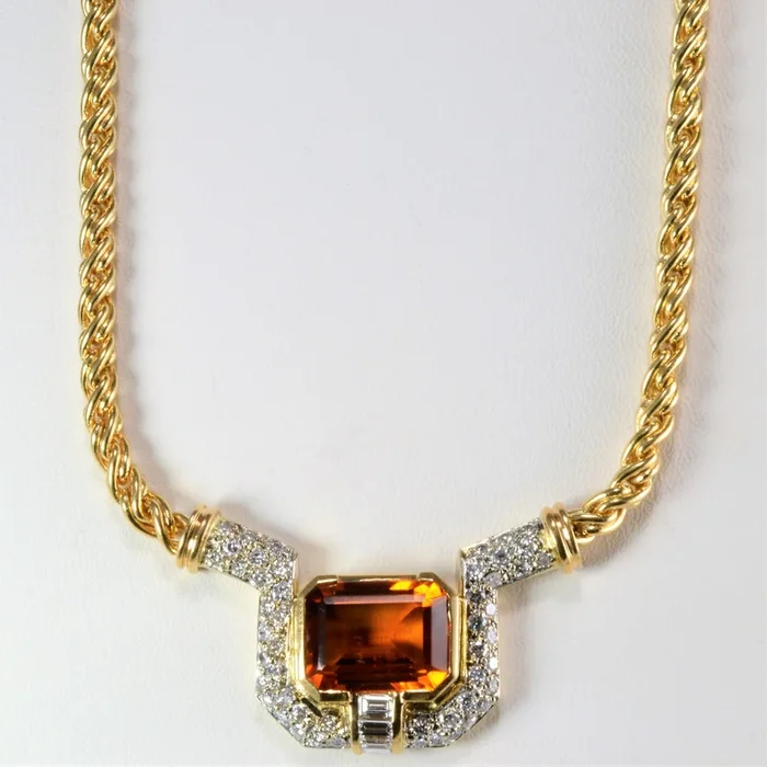 Citrine & Diamond Rope Chain Necklace | 4.50ct, 0.86 ctw | 16”