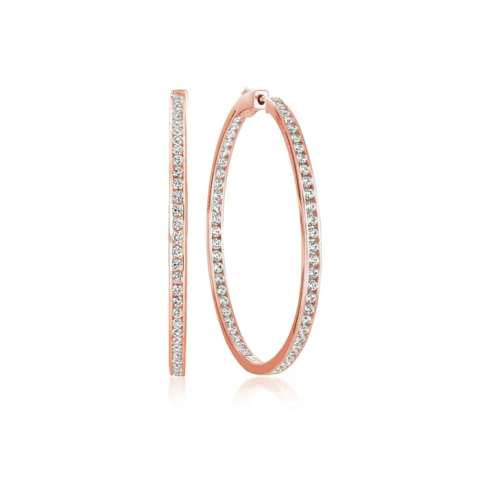 Classic Inside Out Hoop Earrings Finished in 18kt Rose Gold – 1.3″ diameter