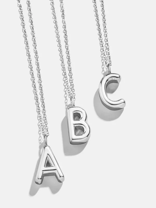 Classic Silver Initial Necklace – Silver