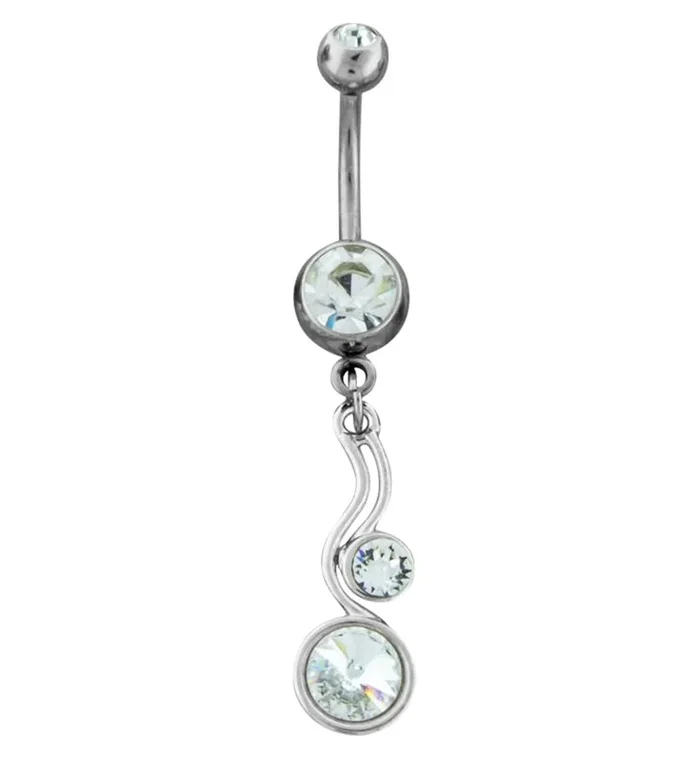 Clear Swirly Gem Belly Button Ring