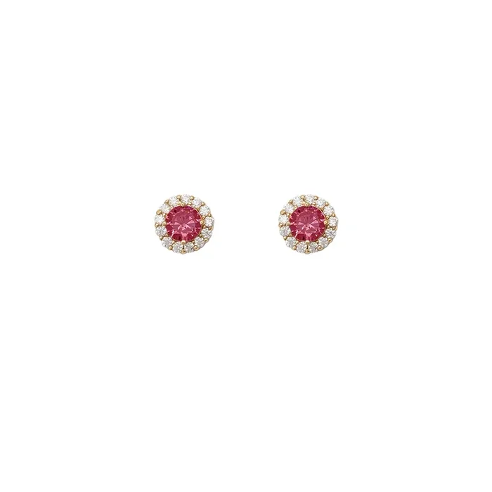 Cluster Around Round CZ Stud Earrings (14K)