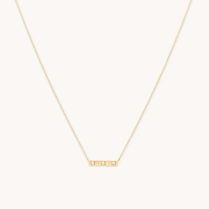 Cosmic Star Topaz Bar Necklace in Solid Gold