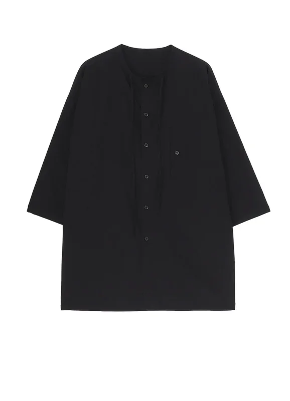 COTTON BROAD GUESSETED STRING COLLAR BLOUSE