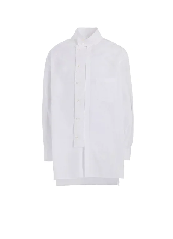 COTTON BROAD MULTI-BUTTONED SLEEVES STAND COLLAR SHIRT