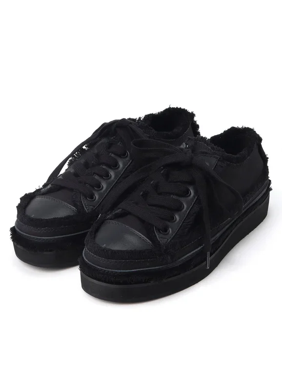 COTTON CANVAS A LOW-CUT FRINGE SNEAKERS