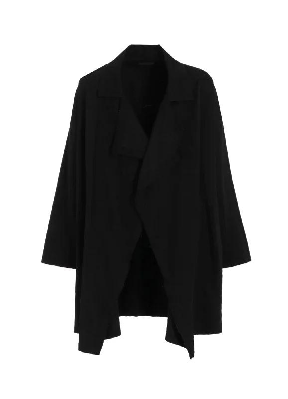 COTTON DRILL EMBROIDERY CUT-OUT DRAPE COAT