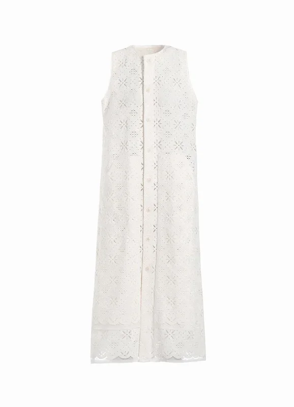 COTTON LACE FRONT OPEN DRESS