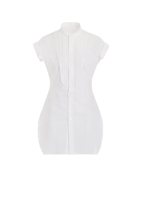 COTTON/LAWN STAND COLLAR SHIRT