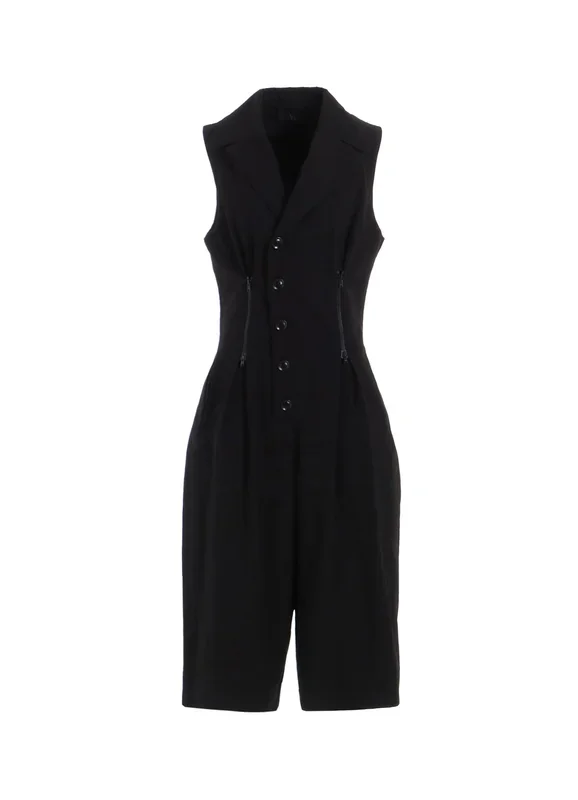 COTTON LINEN DUMP ZIP TUCKED JUMP SUIT