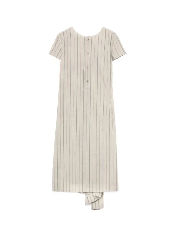 COTTON STRIPE INK DYED BACK TIE DRESS