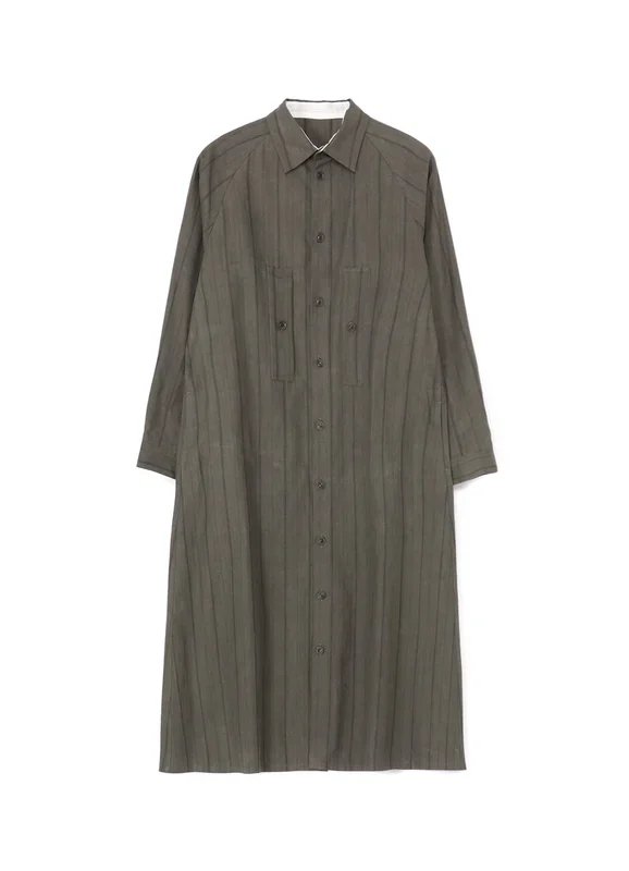 COTTON STRIPE INK DYED CHEST POCKET DRESS