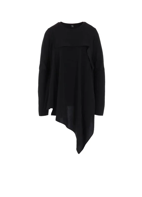 CREPE de CHINE/COTTON JERSEY COMBINATION LONG SLEEEVE T