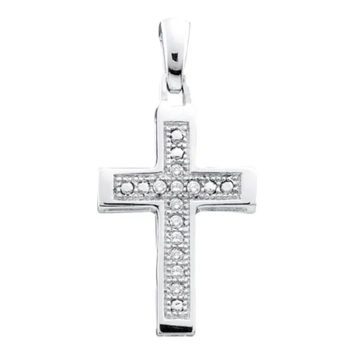Cross .05 Carat Diamond Pendant .925 Sterling Silver
