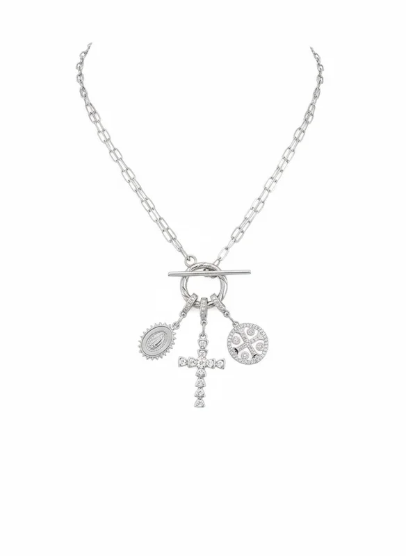 Cross Convertible Necklace 3 charms – Silver