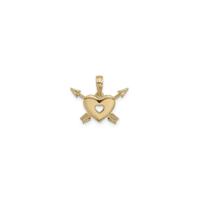 Crossed Arrows and Heart Pendant (14K)