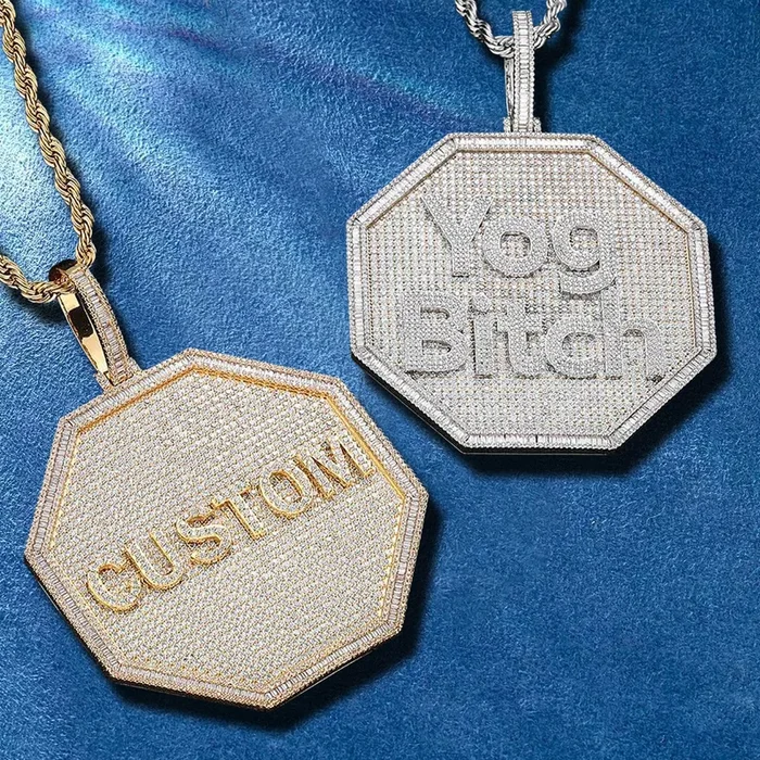 Custom Big Octagon 3D Letter Pendant