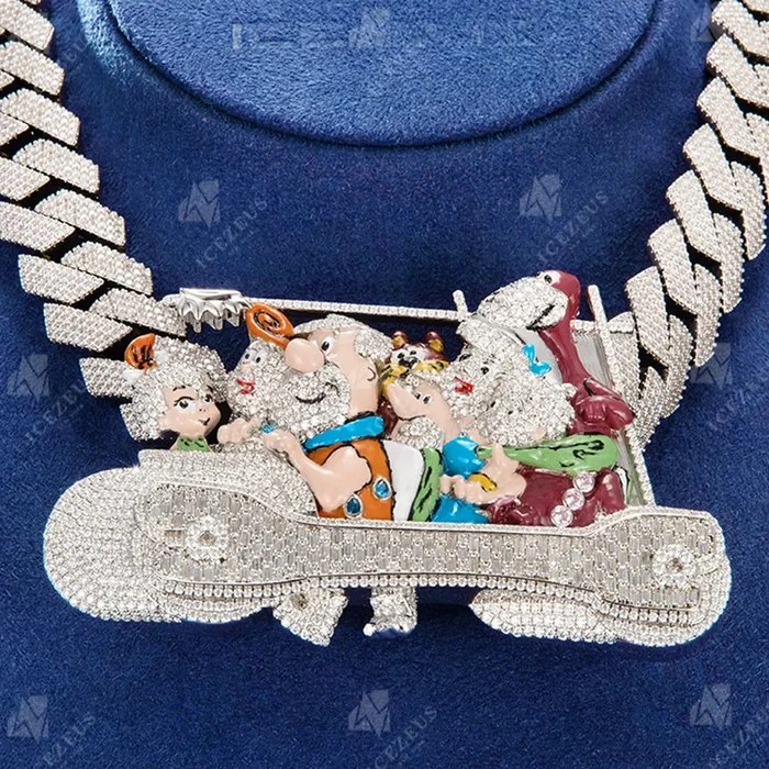 Custom Colorful Cartoon Baguette Moissanite Pendant