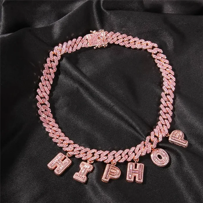 【Custom】Iced Letter Pendant With 12mm Chain