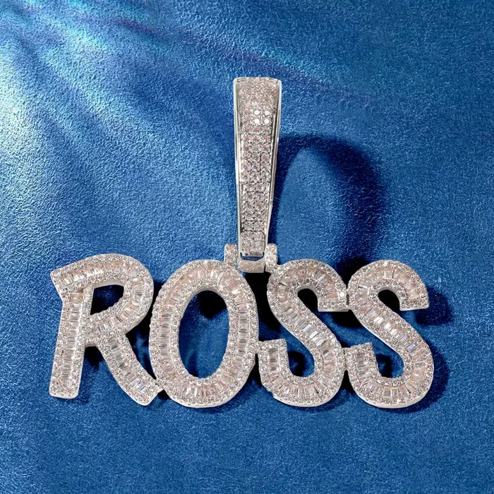 Custom Iced Out Old English Baguette Letters Pendant