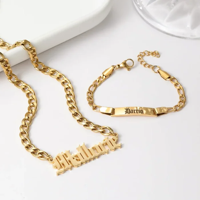 Custom Jewelry Sets With Name Necklace Bracelet QNB3156