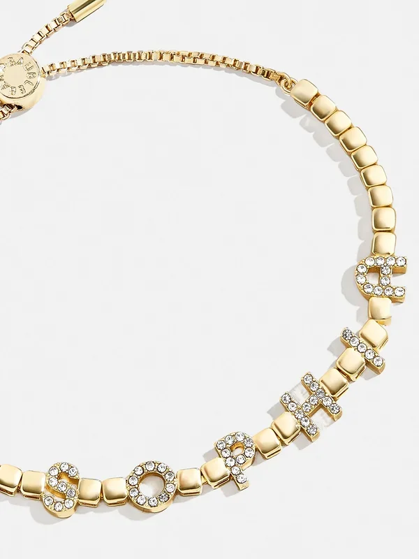 Custom Nameplate Tennis Bracelet – Gold/Pavé