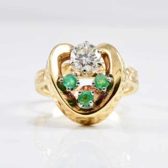Custom Vintage Emerald & Diamond Ring | 0.35 ctw SZ 5.5 |