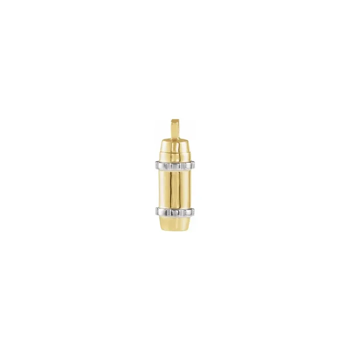 Cylinder Ash Holder Two-Tone Pendant (14K)