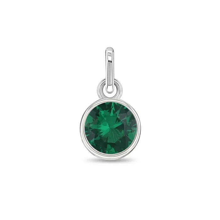 CZ Birthstone Charm May – Emerald Children’s / Girls for Charm Bracelet – Sterling Silver