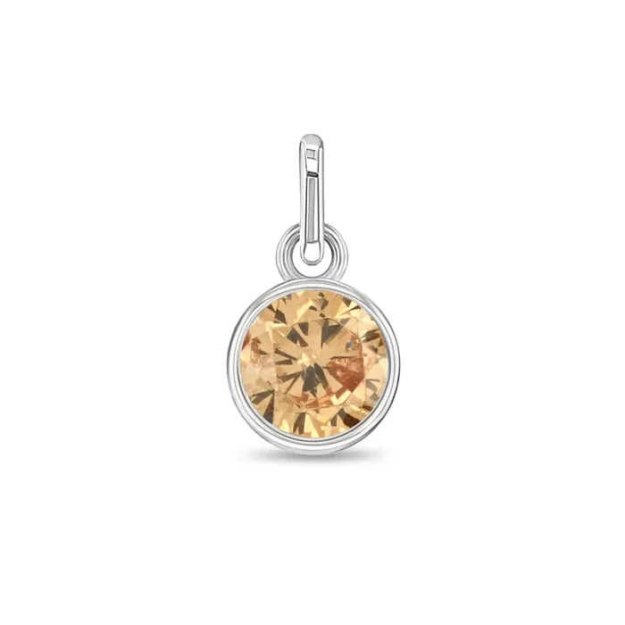 CZ Birthstone Charm November – Citrine Children’s / Girls for Charm Bracelet – Sterling Silver