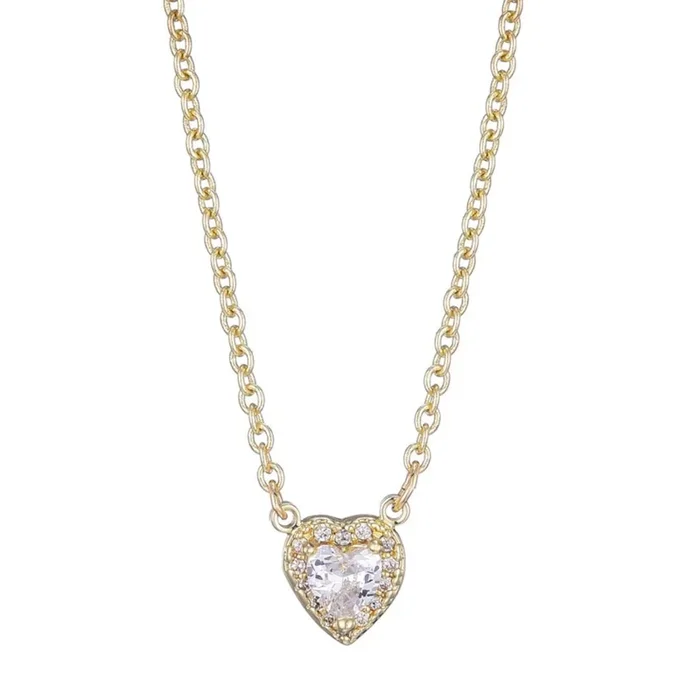 CZ Halo Heart Necklace