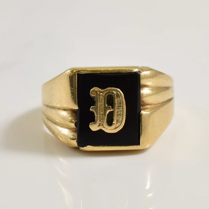 D’ Initial Black Onyx Ring | 4.00ct | SZ 9.5 |