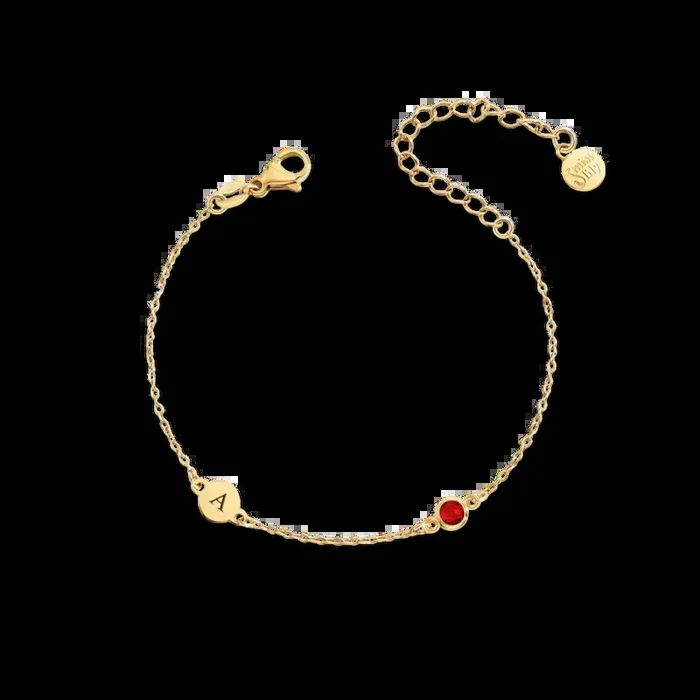 Dainty Initial and Birthstone Bracelet