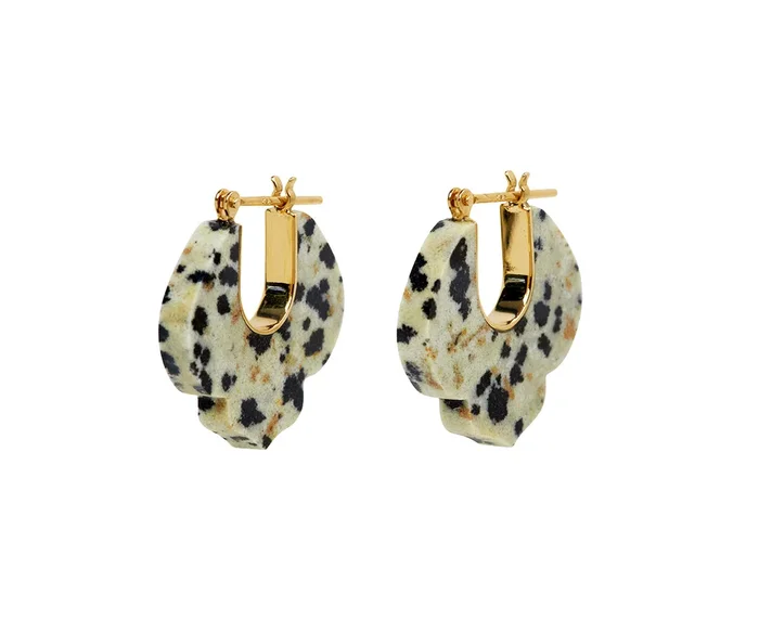 Dalmatian Jasper Crest Hoop Earrings